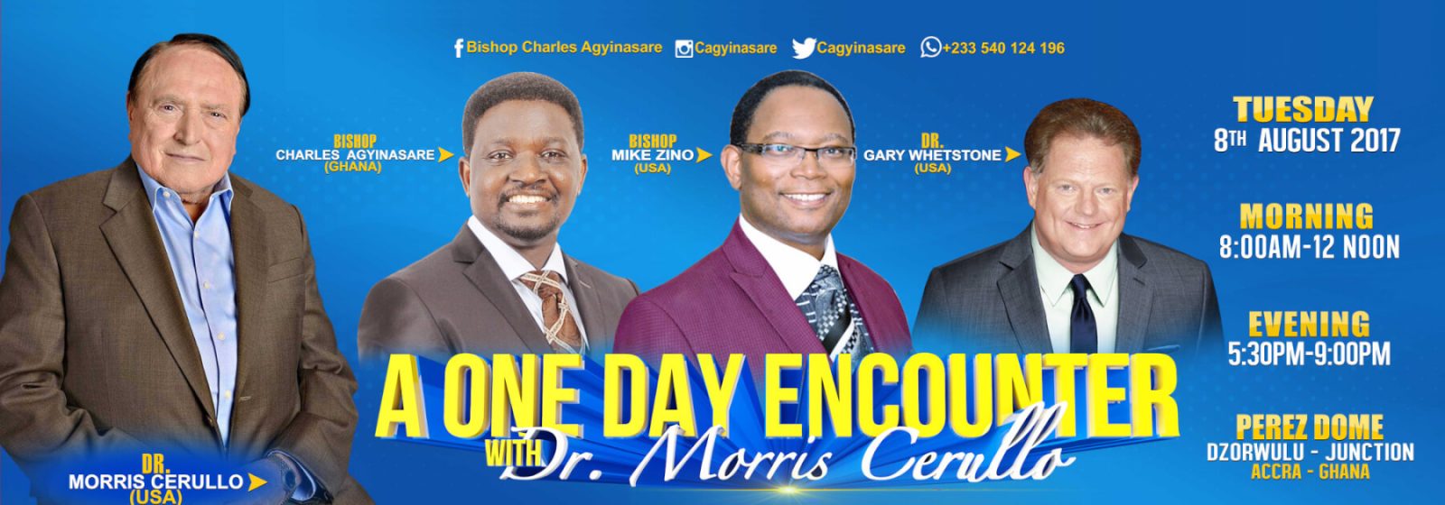 Dr. Morris Cerullo visits the Perez Dome, Accra, Ghana on the 8th August 2017